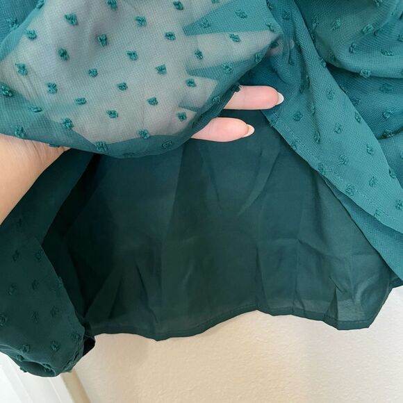 Zeagoo Teal Blouse with Beige Lace Detail - Picture 8 of 10